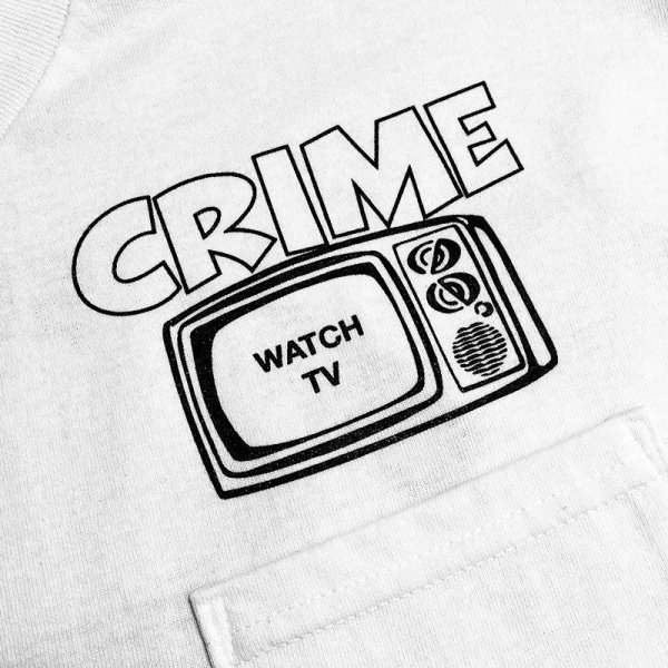 画像1: CRIME Tシャツ / WATCH TV POCKET (WHITE)【メンバー割有】 (1)