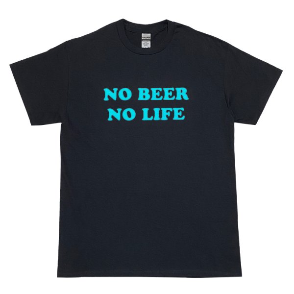 画像1: NO BEER NO LIFE Tシャツ (BLACK/SAX) (1)