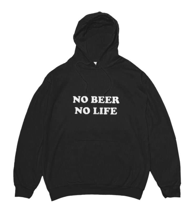 画像1: NO BEER NO LIFE HOODIE (BLACK/WHITE) (1)
