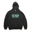 画像1: NO BEER NO LIFE HOODIE (BLACK/PASTEL GREEN) (1)