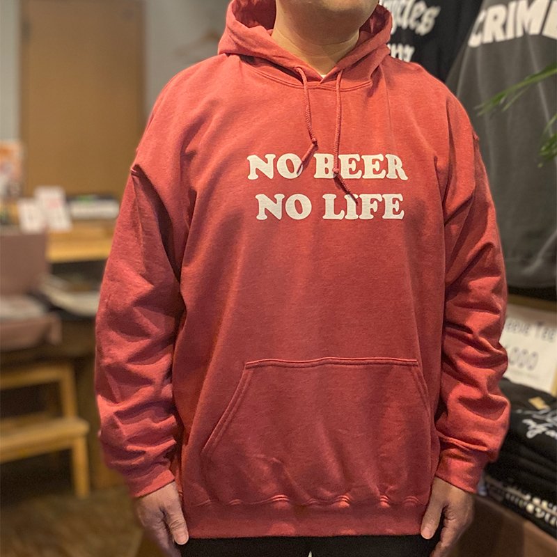 画像5: NO BEER NO LIFE HOODIE (HEATHER CARDINAL/WHITE) (5)