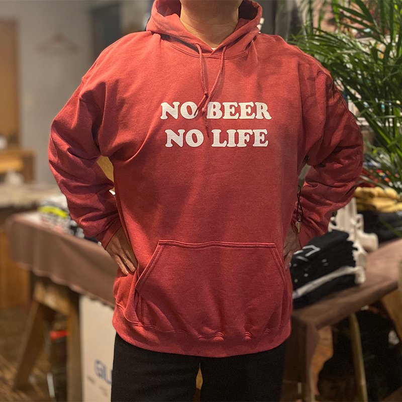 画像4: NO BEER NO LIFE HOODIE (HEATHER CARDINAL/WHITE) (4)