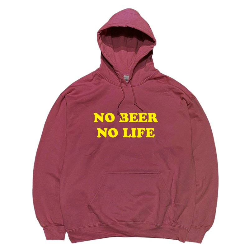 画像1: NO BEER NO LIFE HOODIE (MAROON/YELLOW) (1)