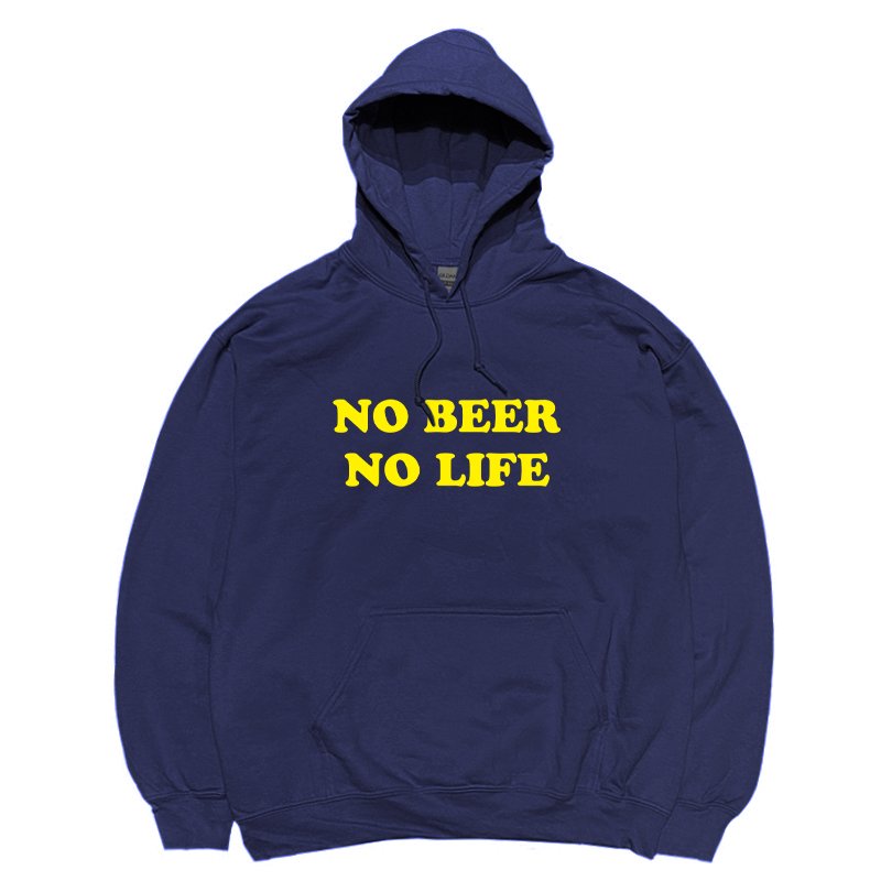 画像1: NO BEER NO LIFE HOODIE (NAVY/YELLOW) (1)