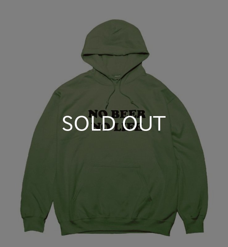 画像1: NO BEER NO LIFE HOODIE (MILITARY GREEN/BLACK) (1)