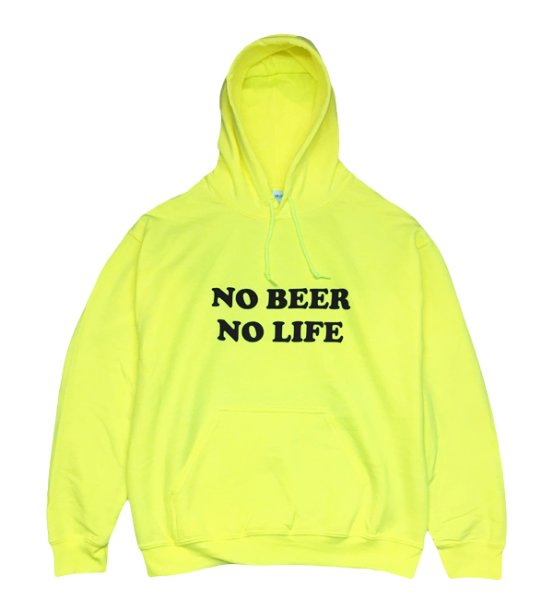 画像1: 【SALE】NO BEER NO LIFE HOODIE (SAFETY GREEN/BLACK) (1)