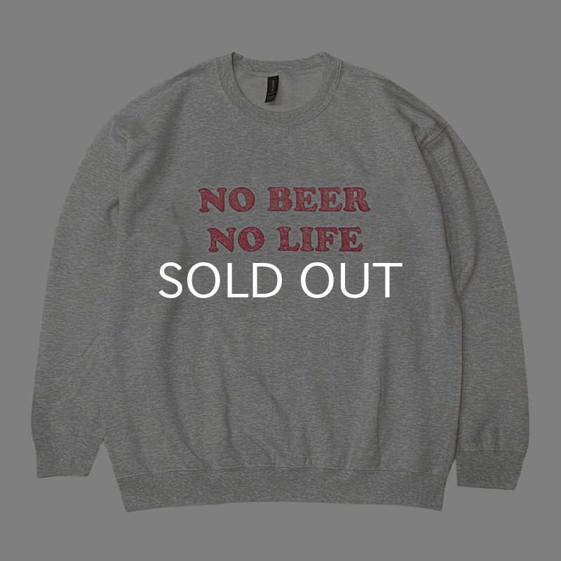 画像1: NO BEER NO LIFE CREWNECK (ASH/PINK) (1)