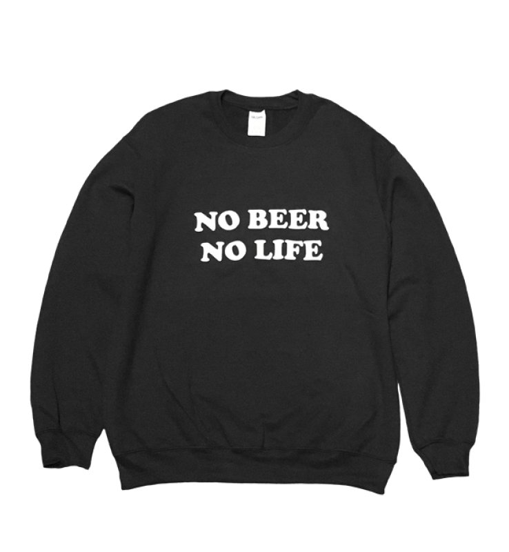 画像1: NO BEER NO LIFE CREWNECK (BLACK) (1)