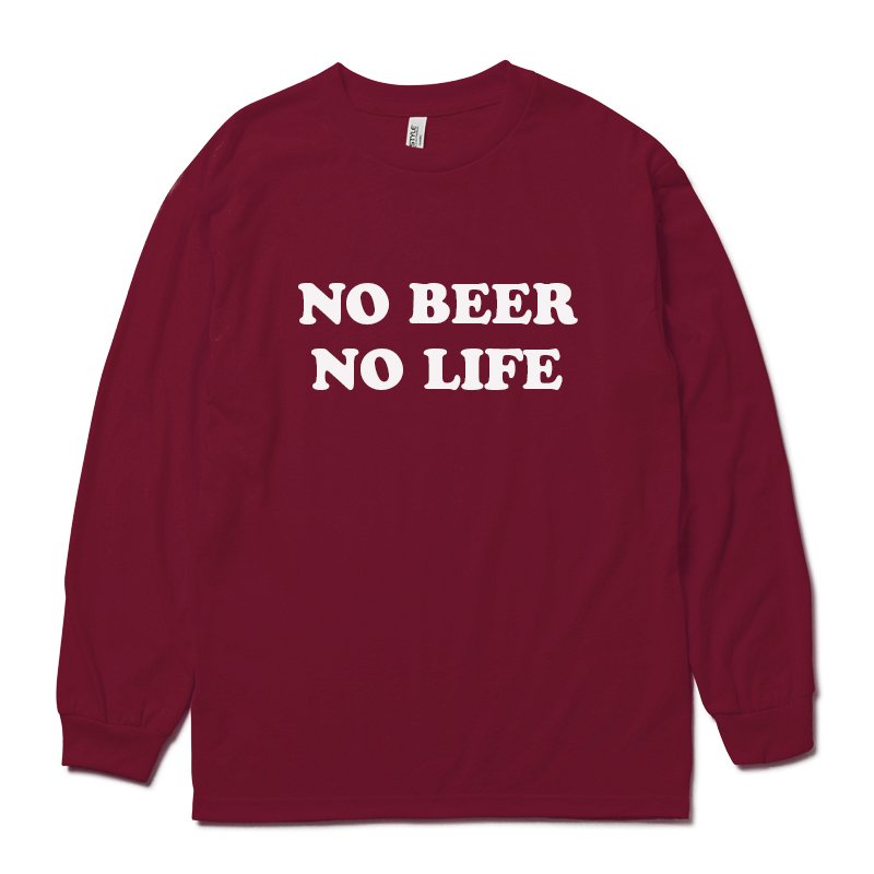 画像1: ［NICE PRICE］NO BEER NO LIFE ロングスリーブTシャツ (BURGUNDY) (1)