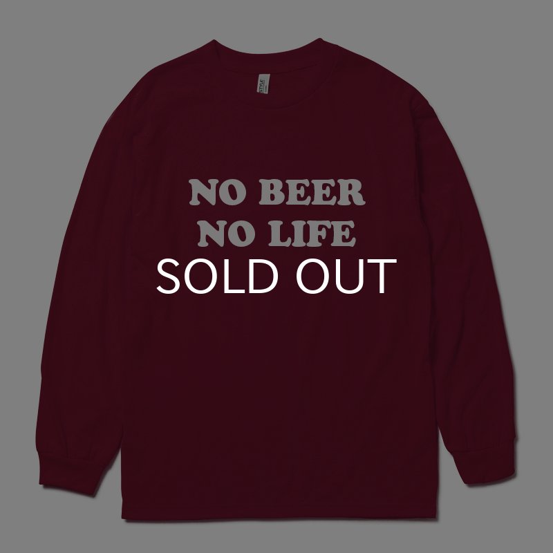 画像1: ［NICE PRICE］NO BEER NO LIFE ロングスリーブTシャツ (BURGUNDY) (1)
