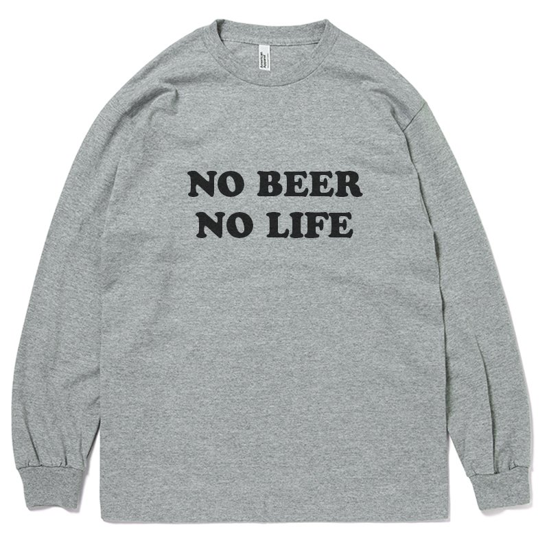 画像1: ［NICE PRICE］NO BEER NO LIFE ロングスリーブTシャツ (HEATHER GREY) (1)