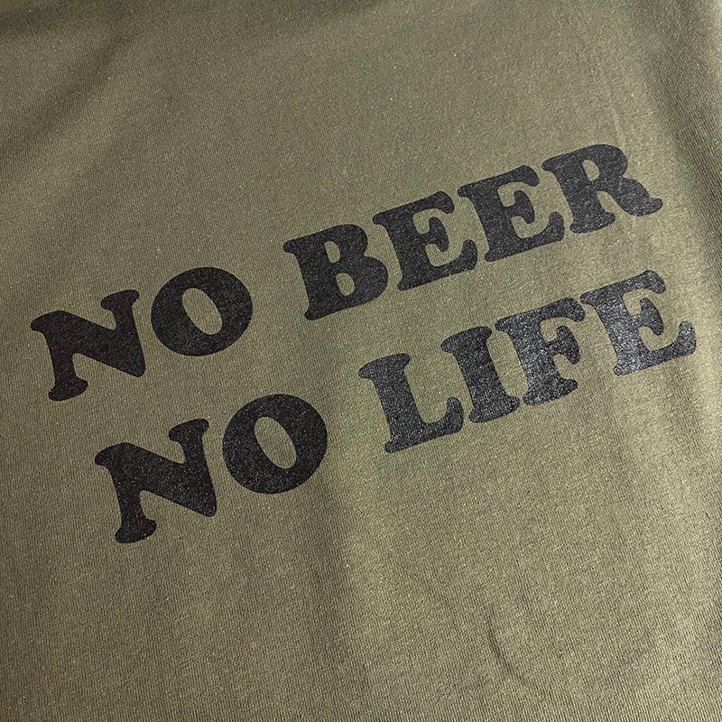 画像2: ［NICE PRICE］NO BEER NO LIFE ロングスリーブTシャツ (MILITARY GREEN) (2)