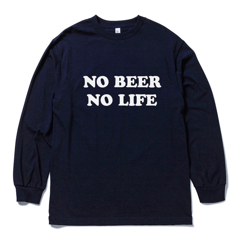 画像1: ［NICE PRICE］NO BEER NO LIFE ロングスリーブTシャツ (NAVY) (1)