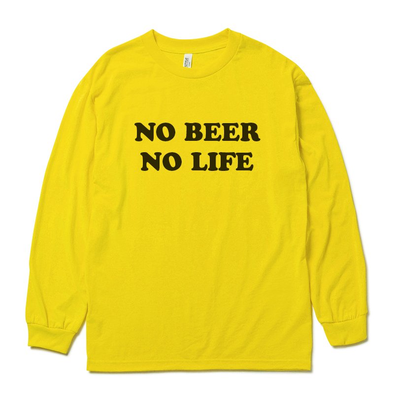 画像1: ［NICE PRICE］NO BEER NO LIFE ロングスリーブTシャツ (YELLOW) (1)