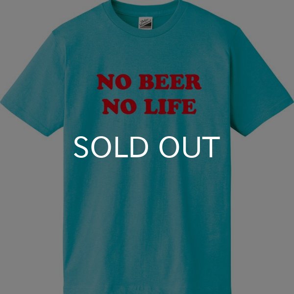 画像1: NO BEER NO LIFE Tシャツ (AQUA/RED) (1)