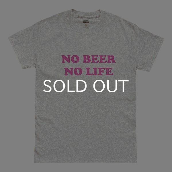 画像1: NO BEER NO LIFE Tシャツ (ASH/PINK) (1)