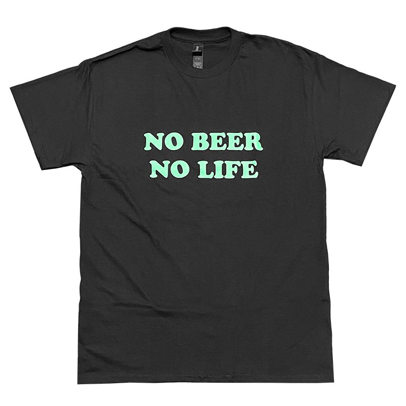 画像1: NO BEER NO LIFE Tシャツ (BLACK/MINT GREEN) (1)
