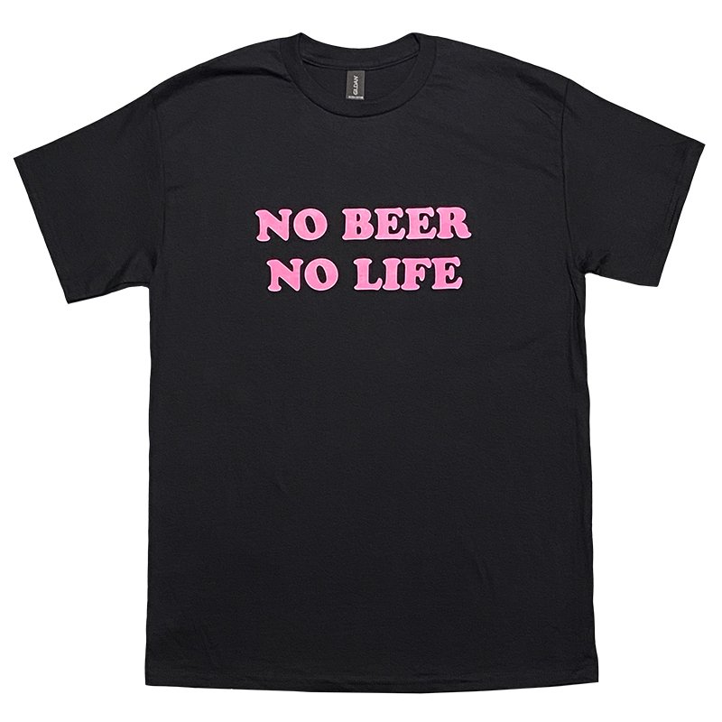 画像1: NO BEER NO LIFE Tシャツ (BLACK/NEON PINK) (1)