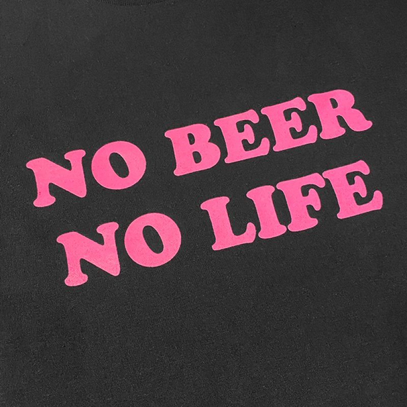 画像2: NO BEER NO LIFE Tシャツ (BLACK/NEON PINK) (2)