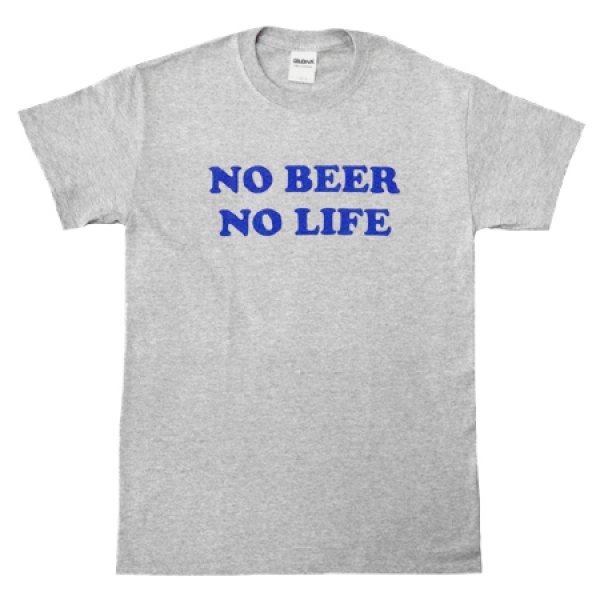 画像1: 【SALE】NO BEER NO LIFE Tシャツ (GREY/BLUE) (1)