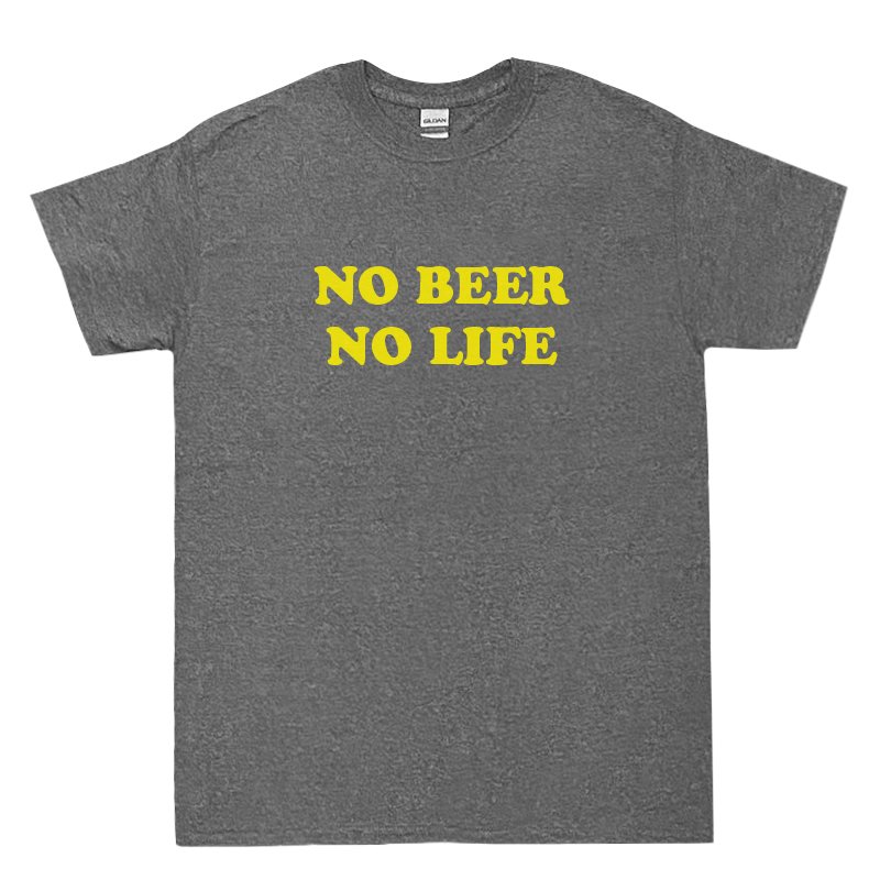画像1: [ONLINE STORE 先行販売]NO BEER NO LIFE Tシャツ (DARK HEATHER/YELLOW) (1)