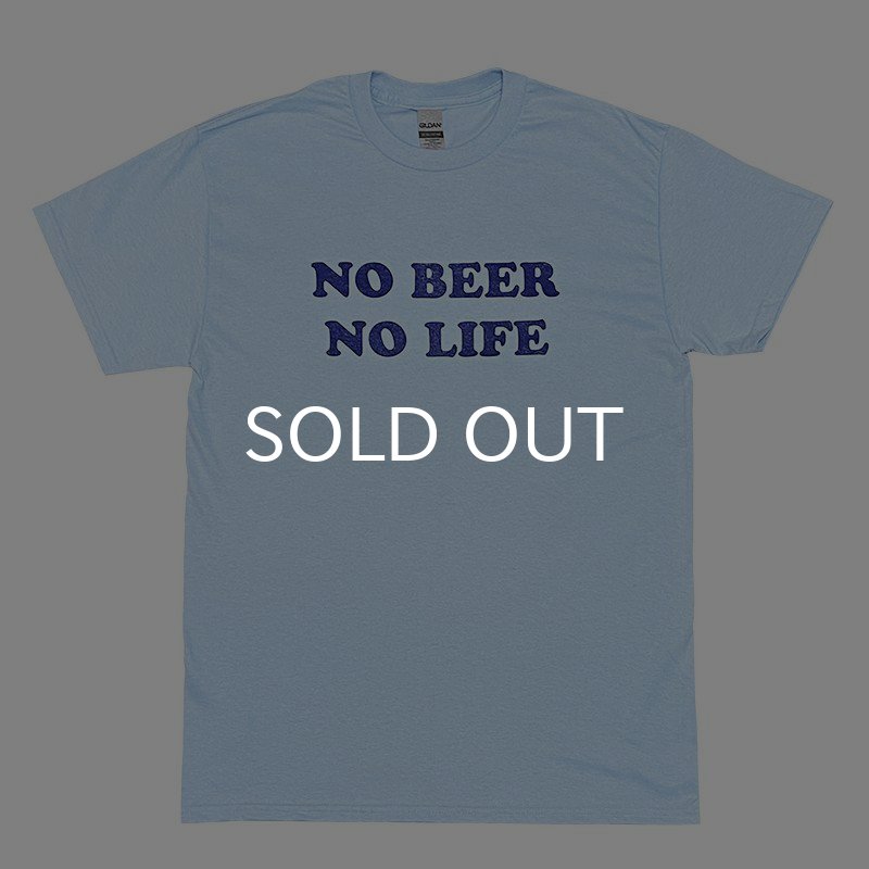 画像1: NO BEER NO LIFE Tシャツ (LIGHT BLUE/NAVY) (1)