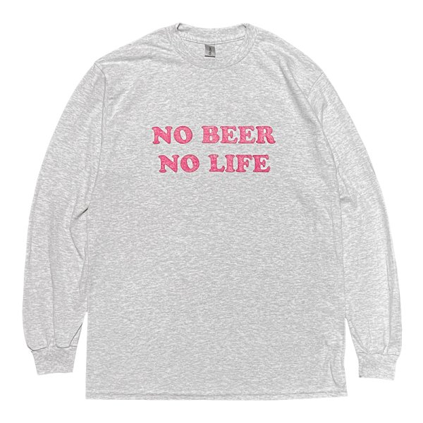 画像1: NO BEER NO LIFE ロングスリーブTシャツ (ASH/HOT PINK) (1)