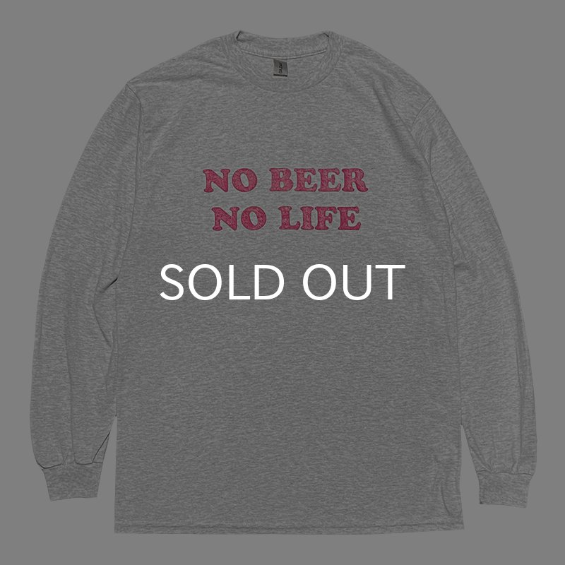 画像1: NO BEER NO LIFE ロングスリーブTシャツ (ASH/HOT PINK) (1)