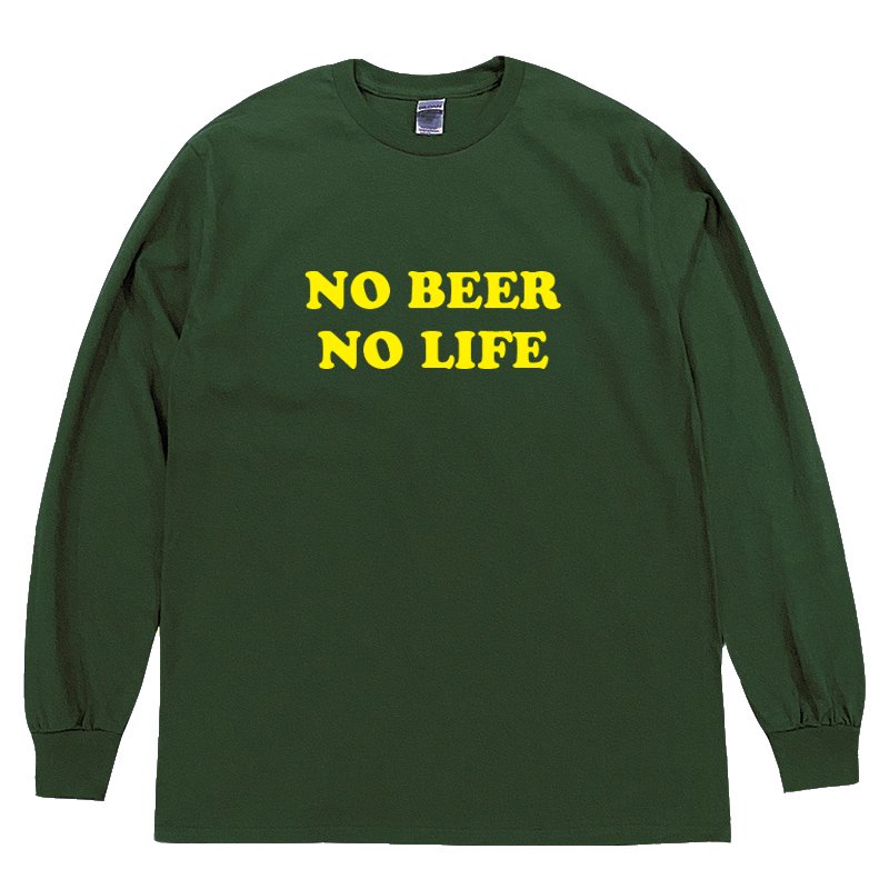 画像1: [ONLINE STORE 先行販売]NO BEER NO LIFE ロングスリーブTシャツ (FOREST GREEN/YELLOW) (1)