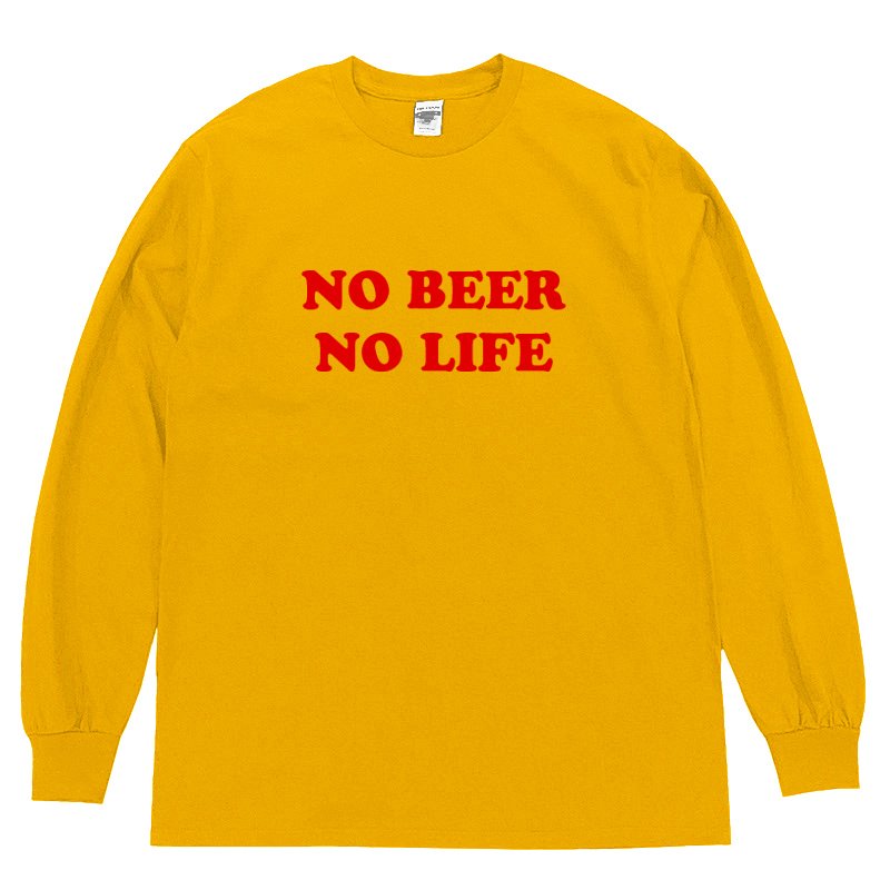 画像1: NO BEER NO LIFE ロングスリーブTシャツ (GOLD/RED) (1)