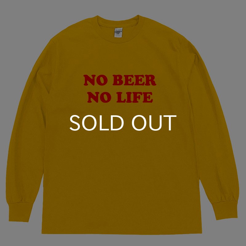 画像1: NO BEER NO LIFE ロングスリーブTシャツ (GOLD/RED) (1)