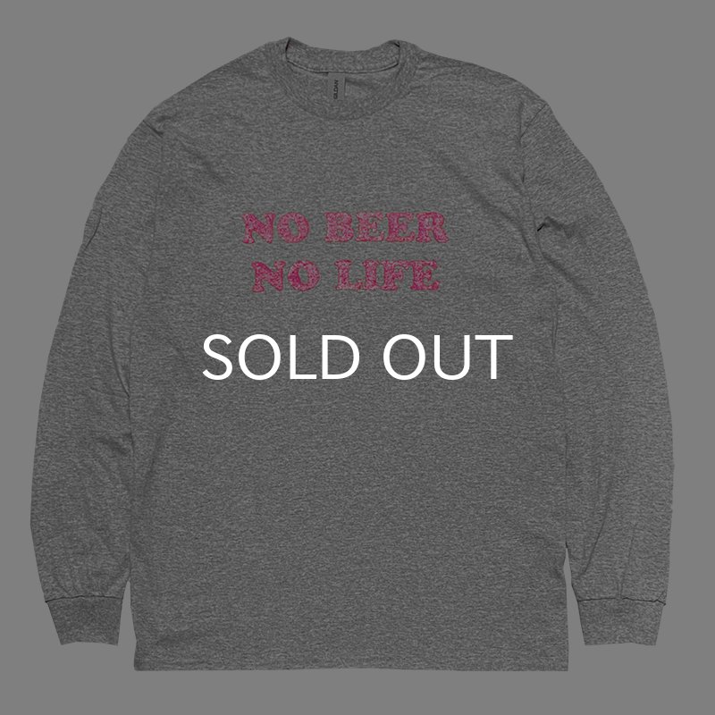 画像1: NO BEER NO LIFE ロングスリーブTシャツ (GREY/HOT PINK) (1)