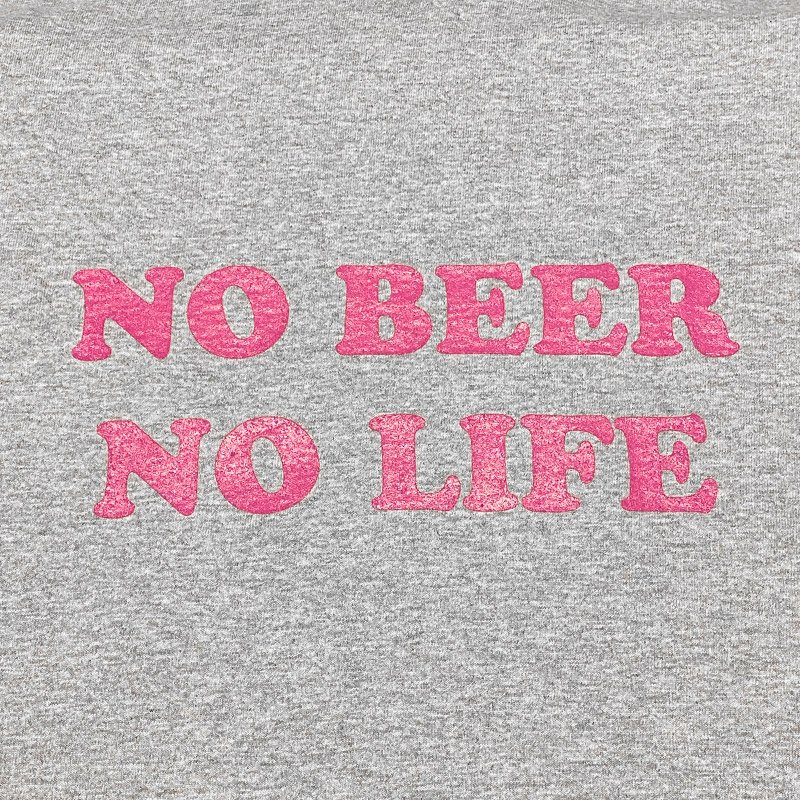 画像2: NO BEER NO LIFE ロングスリーブTシャツ (GREY/HOT PINK) (2)