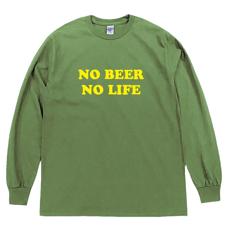 画像1: [ONLINE STORE 先行販売]NO BEER NO LIFE ロングスリーブTシャツ (MILITARY/YELLOW) (1)