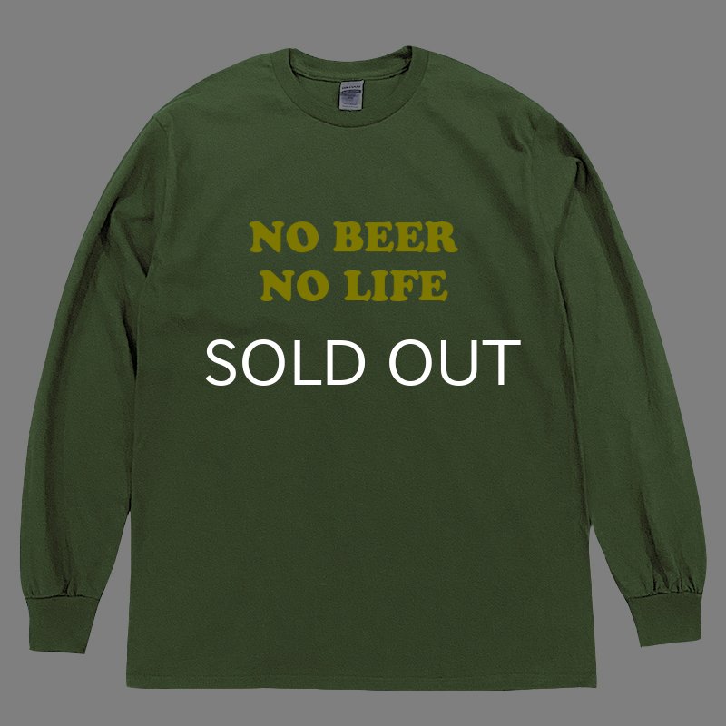 画像1: NO BEER NO LIFE ロングスリーブTシャツ (MILITARY/YELLOW) (1)