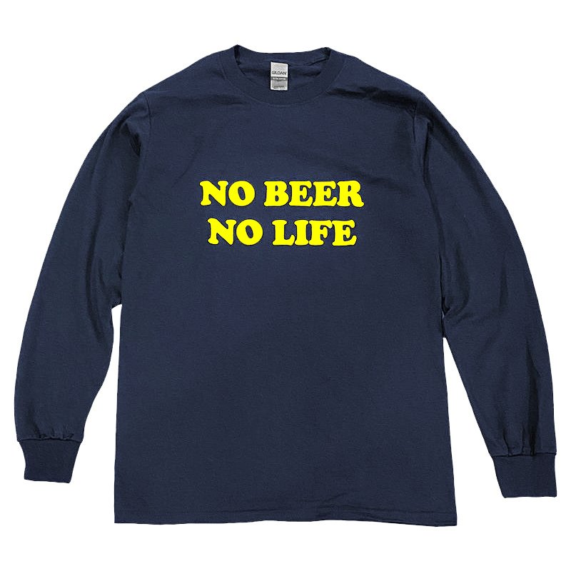 画像1: NO BEER NO LIFE ロングスリーブTシャツ (NAVY/YELLOW) (1)