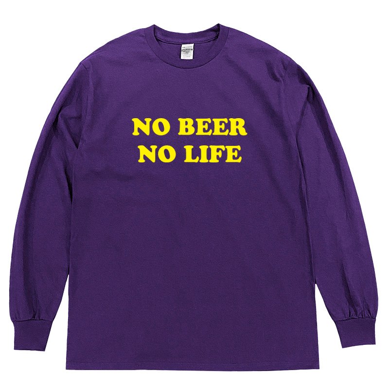 画像1: NO BEER NO LIFE ロングスリーブTシャツ (PURPLE/YELLOW) (1)