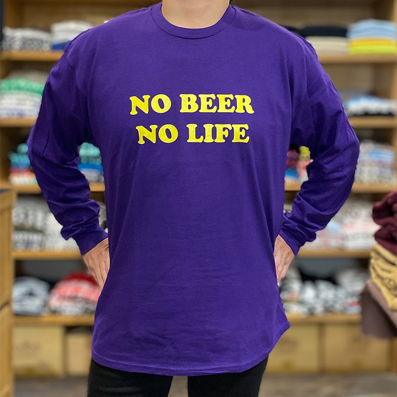 画像2: NO BEER NO LIFE ロングスリーブTシャツ (PURPLE/YELLOW) (2)