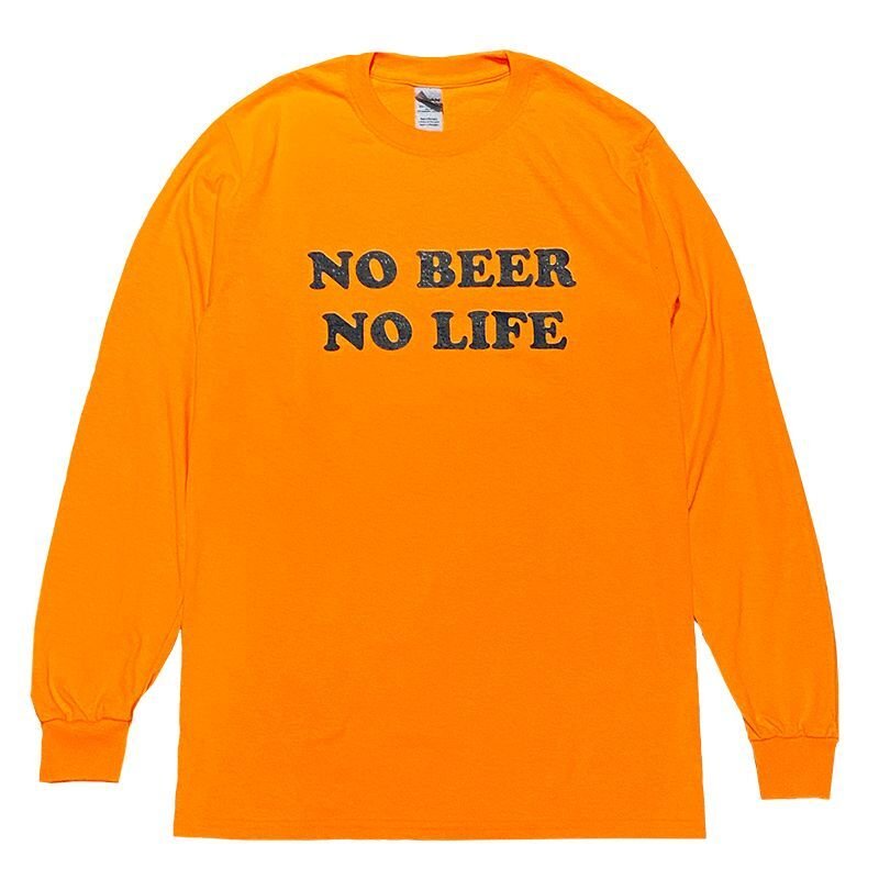 画像1: NO BEER NO LIFE ロングスリーブTシャツ (SAFETY ORANGE) (1)
