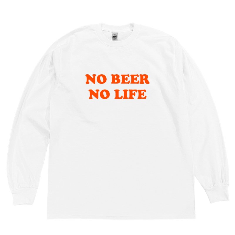 画像1: NO BEER NO LIFE ロングスリーブTシャツ (WHITE/RED) (1)