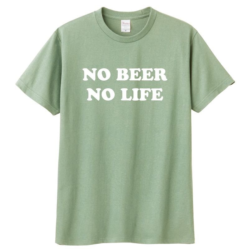 画像1: 【SALE】NO BEER NO LIFE Tシャツ (LIGHT SAGE) (1)