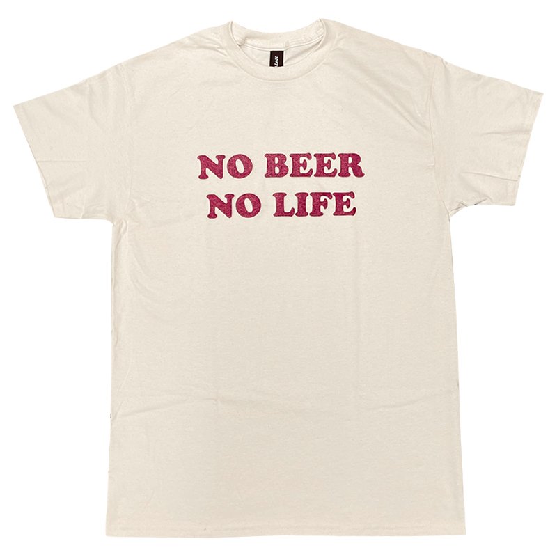 画像1: NO BEER NO LIFE Tシャツ (NATURAL/BORDEAUX) (1)