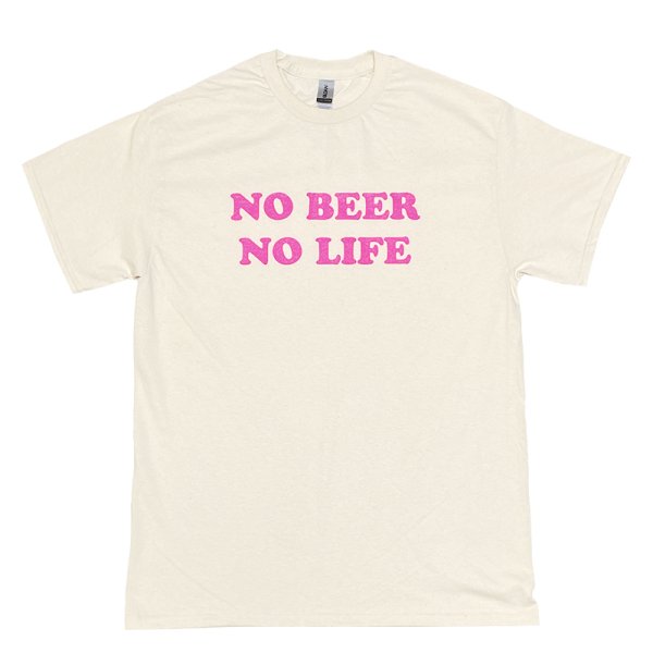 画像1: NO BEER NO LIFE Tシャツ (NATURAL/PINK) (1)