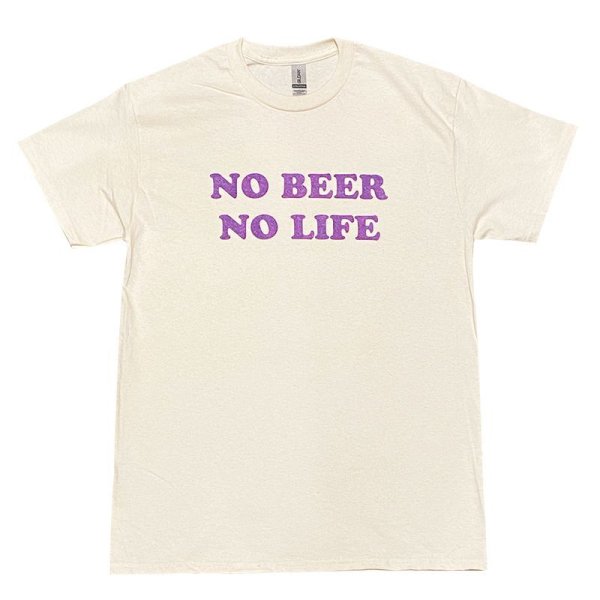 画像1: NO BEER NO LIFE Tシャツ (NATURAL/ROSE VIOLET) (1)
