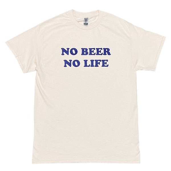 画像1: NO BEER NO LIFE Tシャツ (NATURAL/NAVY) (1)