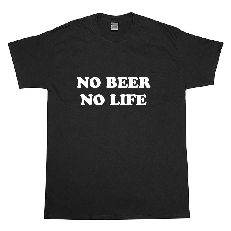 画像1: NO BEER NO LIFE POCKET Tシャツ (BLACK) (1)