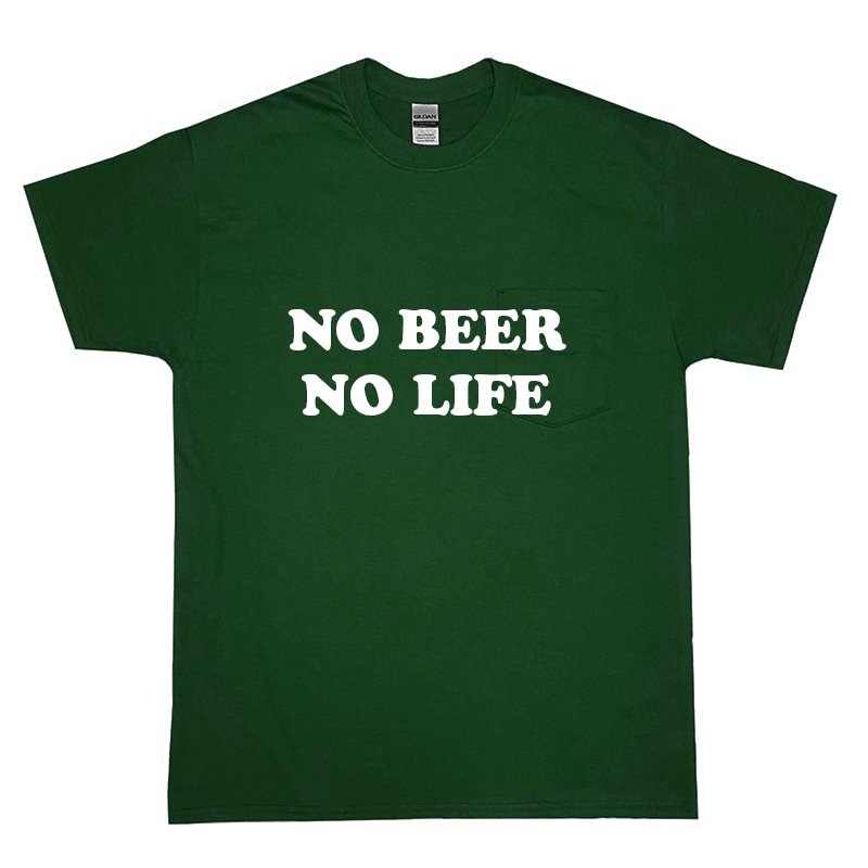 画像1: NO BEER NO LIFE POCKET Tシャツ (FOREST GREEN) (1)