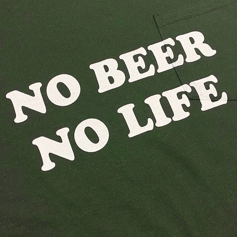 画像2: NO BEER NO LIFE POCKET Tシャツ (FOREST GREEN) (2)