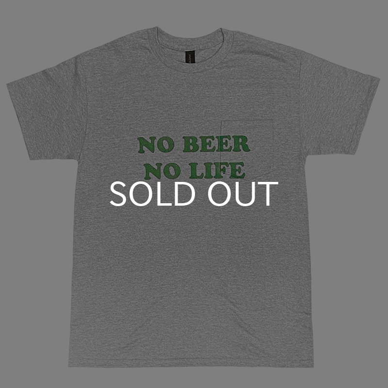 画像1: NO BEER NO LIFE POCKET Tシャツ (GREY/BRITISH GREEN) (1)