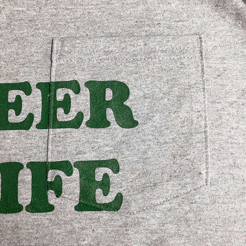 画像4: NO BEER NO LIFE POCKET Tシャツ (GREY/BRITISH GREEN) (4)